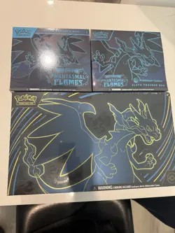 LOT OF CHARIZARD EX UPC AND PHANTASMAL FLAMES ETBS 1 POKEMON CENTER 1 REGULAR - Image 1