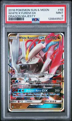 2018 POKEMON SUN & MOON DRAGON MAJESTY #48 WHITE KYUREM GX PSA 9 - Image 1