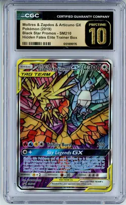 CGC Pristine 10 Pokemon TCG Moltres & Zapdos & Articuno GX SM210 Sm Holo Promo - Image 1