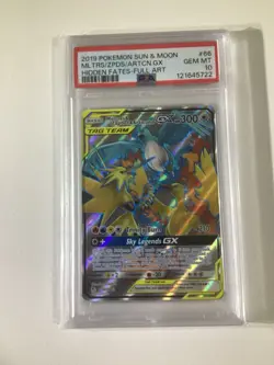 Pokemon TCG Hidden Fates Full Art Moltres & Zapdos & Articuno GX 66/68 PSA 10 - Image 1