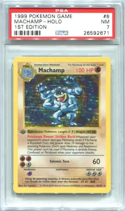Pokemon Base Set 1st Edition Shadowless Machamp 8/102 PSA 7 - Image 1
