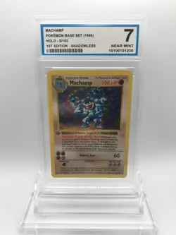 OCG 7 Machamp 8/102 Holo 1st Edition Shadowless Pokemon (1999) Base Set - Image 1