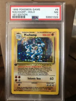 [PSA 7] 1999 Pokemon Game 8 Machamp-Holo 1st Edition - Image 1