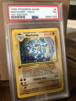 [PSA 7] 1999 Pokemon Game 8 Machamp-Holo 1st Edition - Image 2