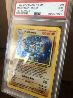 [PSA 7] 1999 Pokemon Game 8 Machamp-Holo 1st Edition - Image 3