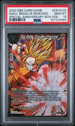 Son Goku Resolve Renewed EX13-03 FOIL GOLD STAMPED Dragon Ball Super Card PSA 10 - Image 1