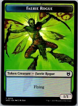 Magic the Gathering Faerie Rogue #016 Copy Token Wilds of Eldraine Commander - Image 1