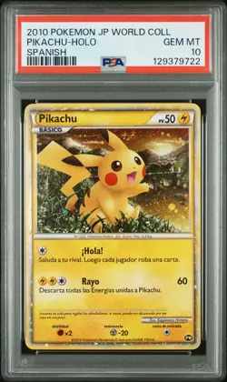 2010 POKEMON JPN WORLD COLL SPANISH PIKACHU-HOLO PSA 10 - Image 1