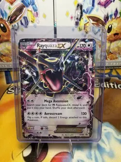 Pokemon TCG Rayquaza EX XY69 SHINY Black Star Promo Holo Card 2015 Damaged - Image 1