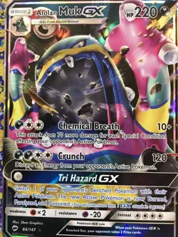 Pokemon TCG - Alolan Muk GX - 84/147 Burning Shadows - 2017 Ultra Rare Holo - NM - Image 3