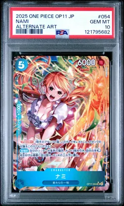 2025 ONE PIECE JPN OP11-A FIST OF DIVINE SPEED ALTERNATE ART #054 NAMI PSA 10 - Image 1