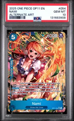 2025 ONE PIECE OP11-A FIST OF DIVINE SPEED ALTERNATE ART #054 NAMI PSA 10 - Image 1