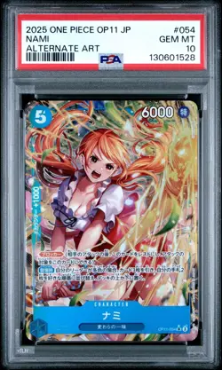 2025 ONE PIECE OP11-A FIST OF DIVINE SPEED ALTERNATE ART #054 NAMI PSA 10 - Image 1