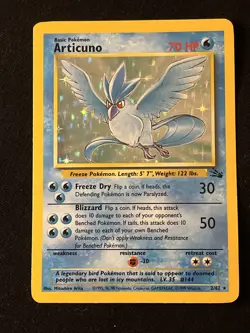 Pokemon TCG Articuno 2/62 Fossil Holo Rare Unlimited 1999 LP - Image 1
