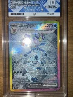Pokemon TCG Prismatic Evolutions Glaceon EX SIR 150/131 Ace 10 Gem Mint - Image 3