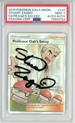 PSA Signed Stuart Zagnit Professor Oak's Setup 233/236 Sm-Cosmic Eclipse Holo - Image 1