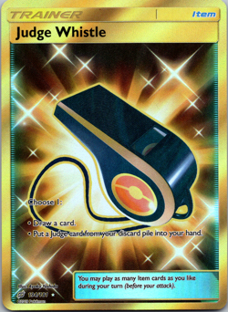 Judge Whistle 194/181 SECRET Pokemon Card NM Sun & Moon Team Up Gold Rare - Image 1