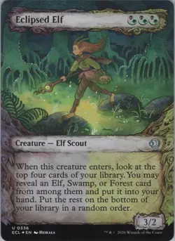 MTG (FOIL) Eclipsed Elf (Showcase) U Lorwyn Eclipsed 336 NM - Image 1