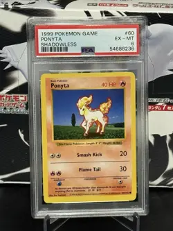 1999 Pokemon TCG - Base Set - Ponyta - Shadowless - 60/102 - PSA 6 - Image 1