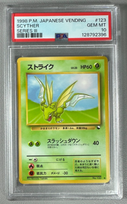 1998 Pokemon Japanese Vending Series III 3 #123 Scyther PSA 10 Graded Card - Image 1