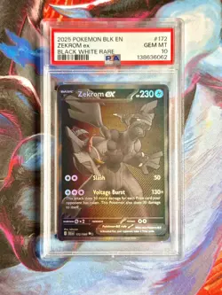 ZEKROM EX PSA 10 2025 POKEMON SV BLACK BOLT BLK EN #172/086 BLACK WHITE RARE - Image 1