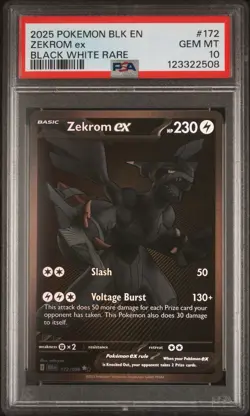 ZEKROM EX PSA 10 2025 POKEMON SV BLACK BOLT BLK EN #172/086 BLACK WHITE RARE 758 - Image 1