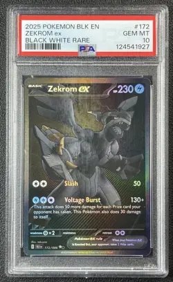 ZEKROM EX PSA 10 2025 POKEMON SV BLACK BOLT BLK EN #172/086 BLACK AND WHITE RARE - Image 1