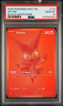 2025 POKEMON WHT EN-WHITE FLARE BLACK WHITE RARE #172 VICTINI PSA 10 - Image 1