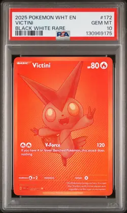 2025 Pokemon Wht En-White Flare #172 Victini PSA 10 Black White Rare - Image 1