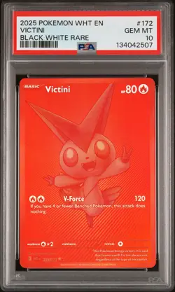 2025 POKEMON WHT EN-WHITE FLARE BLACK WHITE RARE #172 VICTINI PSA 10 - Image 1