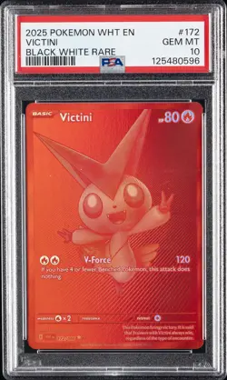 2025 POKEMON WHT EN-WHITE FLARE BLACK WHITE RARE #172 VICTINI PSA 10 - Image 1