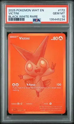2025 POKEMON WHT EN-WHITE FLARE BLACK WHITE RARE #172 VICTINI PSA 10 - Image 1