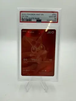 2025 POKEMON WHT EN-WHITE FLARE BLACK WHITE RARE #172 VICTINI PSA 10 - Image 1