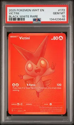 2025 POKEMON WHT EN-WHITE FLARE BLACK WHITE RARE #172 VICTINI PSA 10 - Image 1