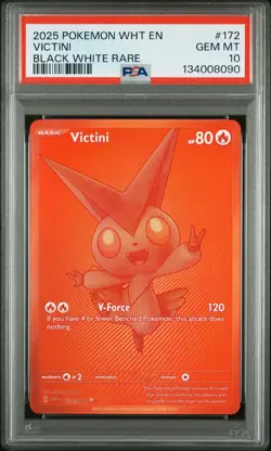 2025 POKEMON WHT EN-WHITE FLARE BLACK WHITE RARE #172 VICTINI PSA 10 - Image 1