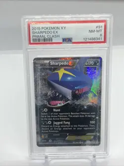 2015 POKEMON XY SHARPEDO EX PRIMAL CLASH 91/160 PSA 8 NM-MT - Image 1