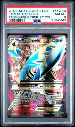 2017 POKEMON XY BLACK STAR PROMO #XY200A FULL ART/M SHARPEDO EX PSA 8 - Image 1