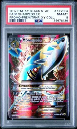 2017 Pokemon XY Black Star Promo, M Sharpedo EX Full Art, #XY200a, PSA 8 - Image 1