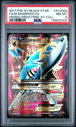 2017 POKEMON XY BLACK STAR PROMO #XY200A FULL ART/M SHARPEDO EX PSA 8 - Image 1