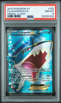 2015 POKEMON XY PRIMAL CLASH #152 FULL ART/SHARPEDO EX PSA 8 - Image 1