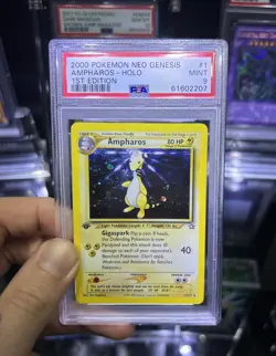 1ST EDITION POKEMON 2000 NEO GENESIS AMPHAROS HOLO 1/111 PSA 9 - Image 1
