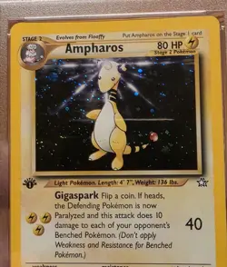 2000 Pokemon Neo Genesis Ampharos 1st Edition Holo Rare #1 PSA 9 Mint - Image 2