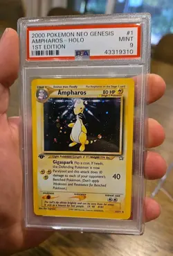 Ampharos 001/111 1st Edition Pokemon Card PSA 9 English Holo Rare Neo Genesis - Image 2