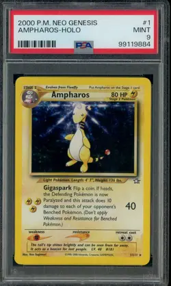 2000 Pokemon Neo Genesis 1st Edition #1/111 Ampharos Holo PSA 9 MINT - Image 1