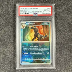 2025 POKEMON PRE EN-PRISMATIC EVOLUTIONS MASTER BALL REVERSE HOLO UMBREON PSA 10 - Image 1