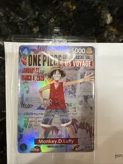 One Piece Monkey D. Luffy US Voyage College Basketball Card Rutgers IN HAND - Image 1