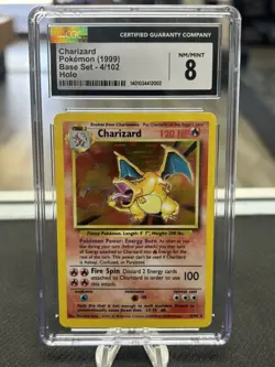 CGC 8 Charizard 1999 Base Set 4/102 Holo Pokemon Card - Image 1
