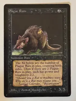 Magic the Gathering MTG Beta Plague Rats MP (Beta Bob) - Image 1