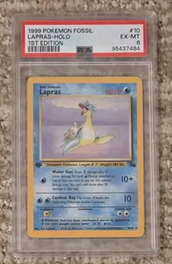 1999 Pokemon Lapras Holo Fossil 1st Edition -- PSA 6 - EX-MT - Image 1