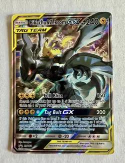 Pokemon Pikachu & Zekrom GX SM168 Black Star Full Art Holo LP - Image 1